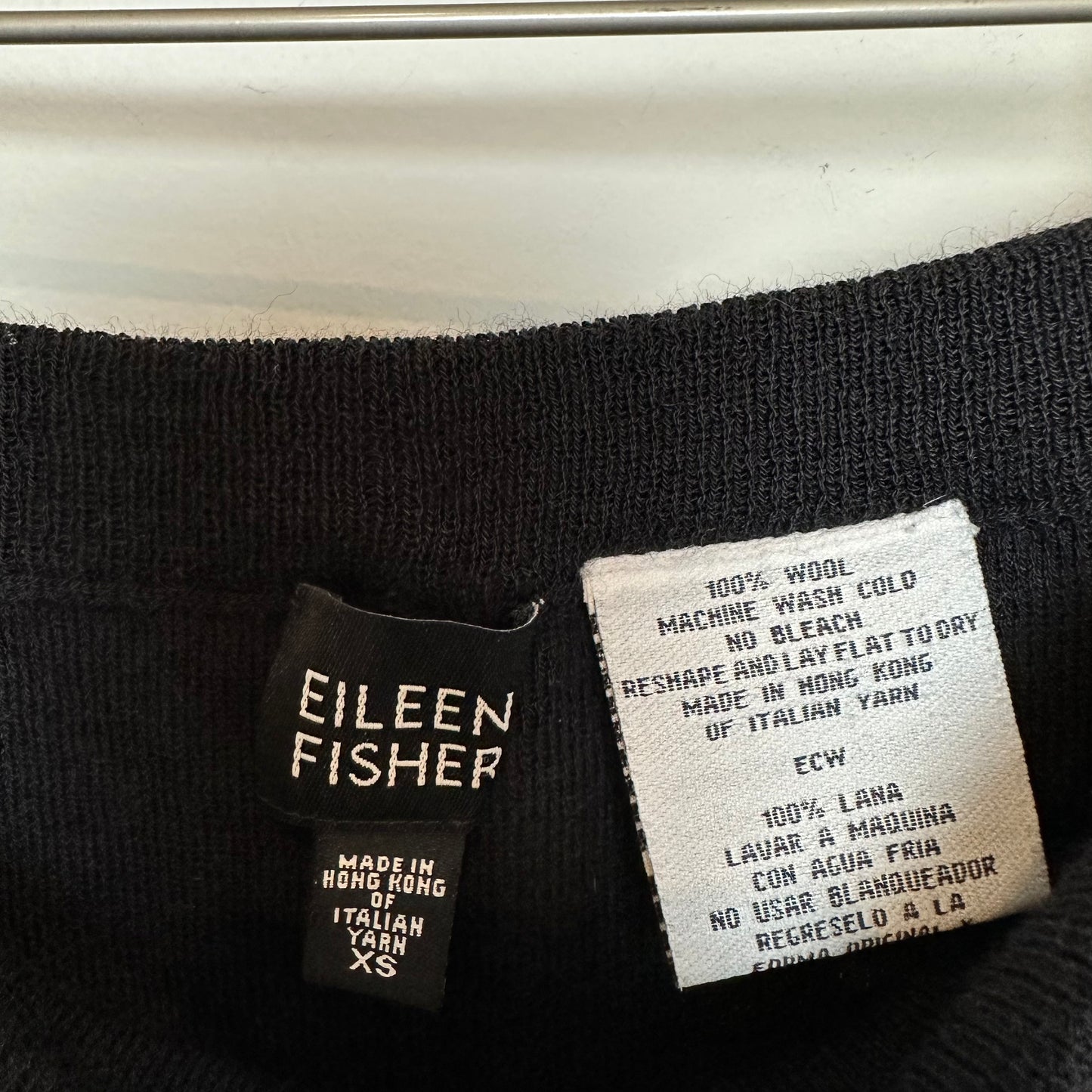 Eileen Fisher Black Wool Knit Slim Pants Pull On High Rise Straight Leg Trouser XS