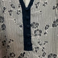 Diane Von Furstenberg Silk Blouse Navy Blue and white Floral Henley 2