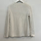 Tory Burch Logo Sweater Crewneck Cream Silver Long Sleeve Knit Medium