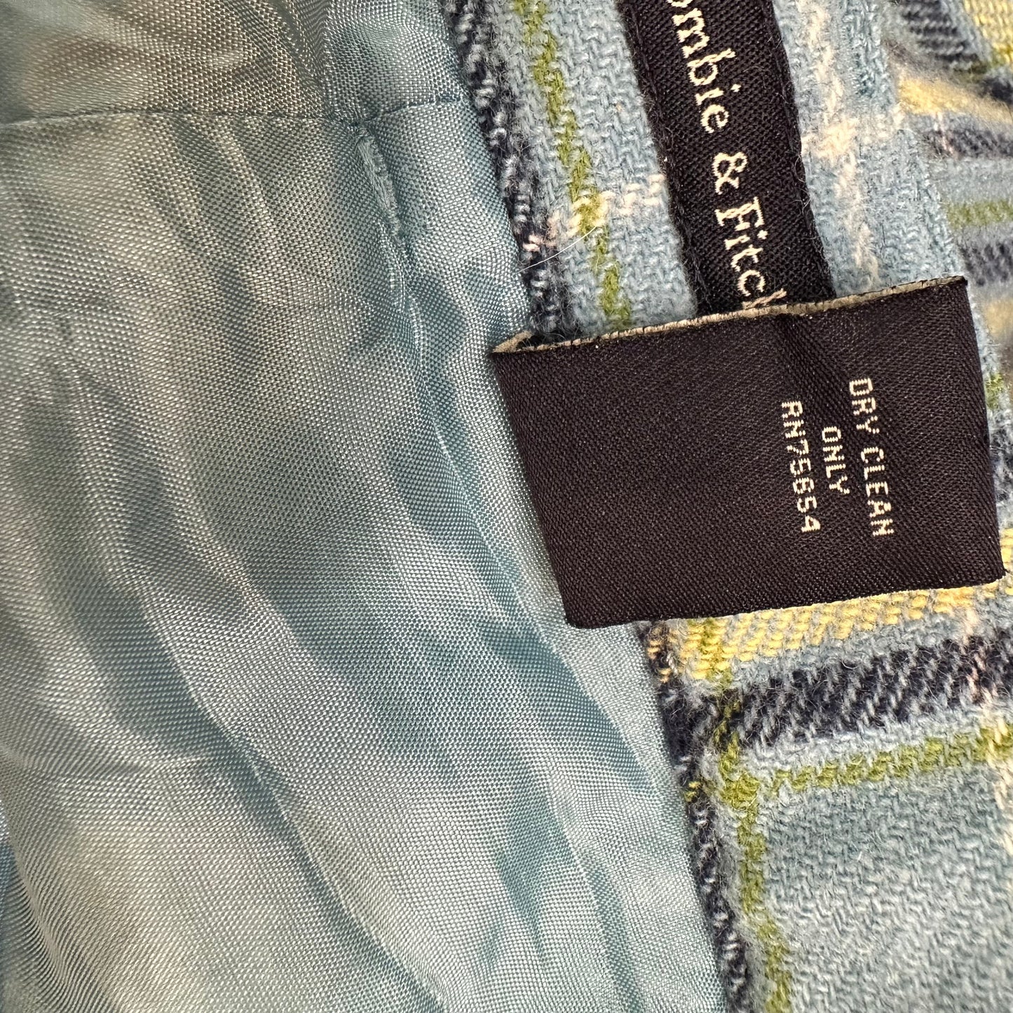 Vintage Y2K Abercrombie & Fitch Wool Blend Plaid Pants Blue Green 8
