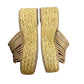 Paloma Barcelo Lola Sandal Platform Beige Leather Raffia Wedge Braided 36