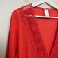 La Blanca Island Fare V-Neck Tunic Swim Cover Up Crochet Cotton Orange Pink M