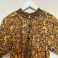 Saylor Kirstin Dress Leopard Maxi Smocked Cotton Short Sleeve Small