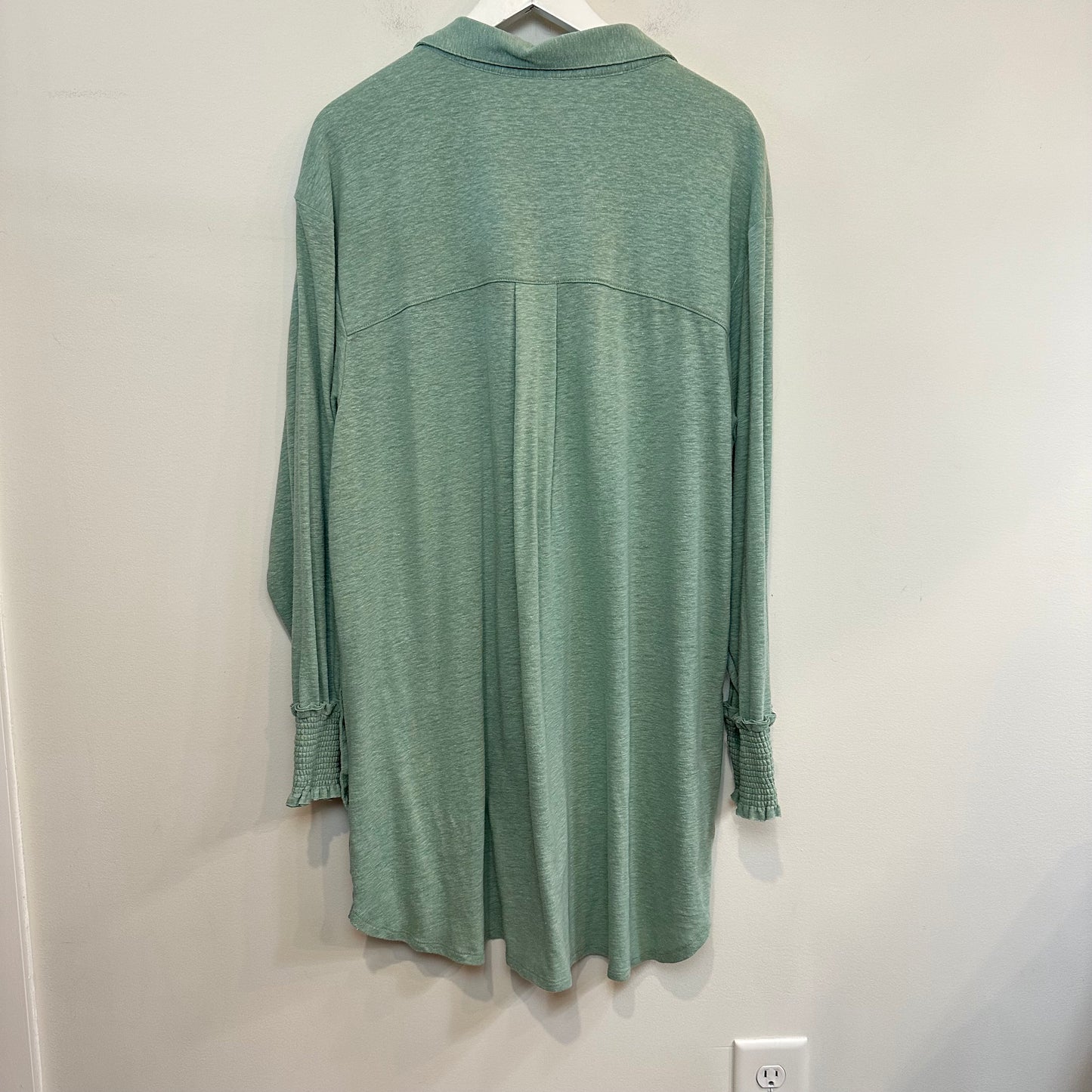 Free People Beach Promenade Mini Dress Green Seaglass Long Sleeve Button Down Large