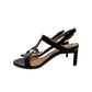 Aquatalia Rosetta Patent Leather Sandal Heels Black Slingback Kitten Heel 8