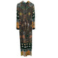 Vintage 60s 70s City Scene Maxi Dress Abstract Floral Boho Long Sleeve Medium