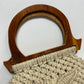 Vintage 70s Macrame Purse Wooden Top Handle Bag