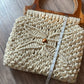 Vintage 70s Macrame Purse Wooden Top Handle Bag