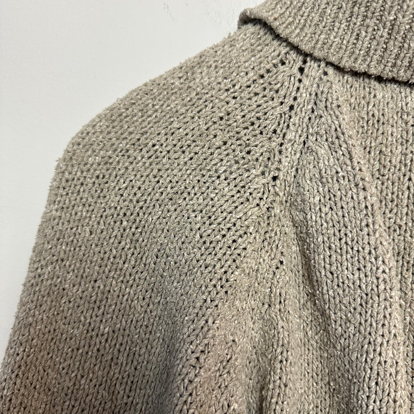 Vintage 90s Robert Scott Ltd Collared Sweater Beige Silk Knit Medium