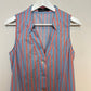 Tuckernuck Pomander Place Striped Lara Dress Shirt Midi Blue Red Cotton Small