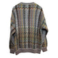 Vintage 90s Casalana Grandpa Sweater Chunky Knit Rainbow Chevron V Neck Medium