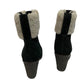 Yves Saint Laurent YSL Wedge Heel Aspen Suede Black Boots Shearling Fur 37.5