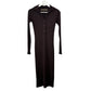 Enza Costa Ribbed Knit Polo DressCollared Mini Long Sleeve Brown Bodycon XS