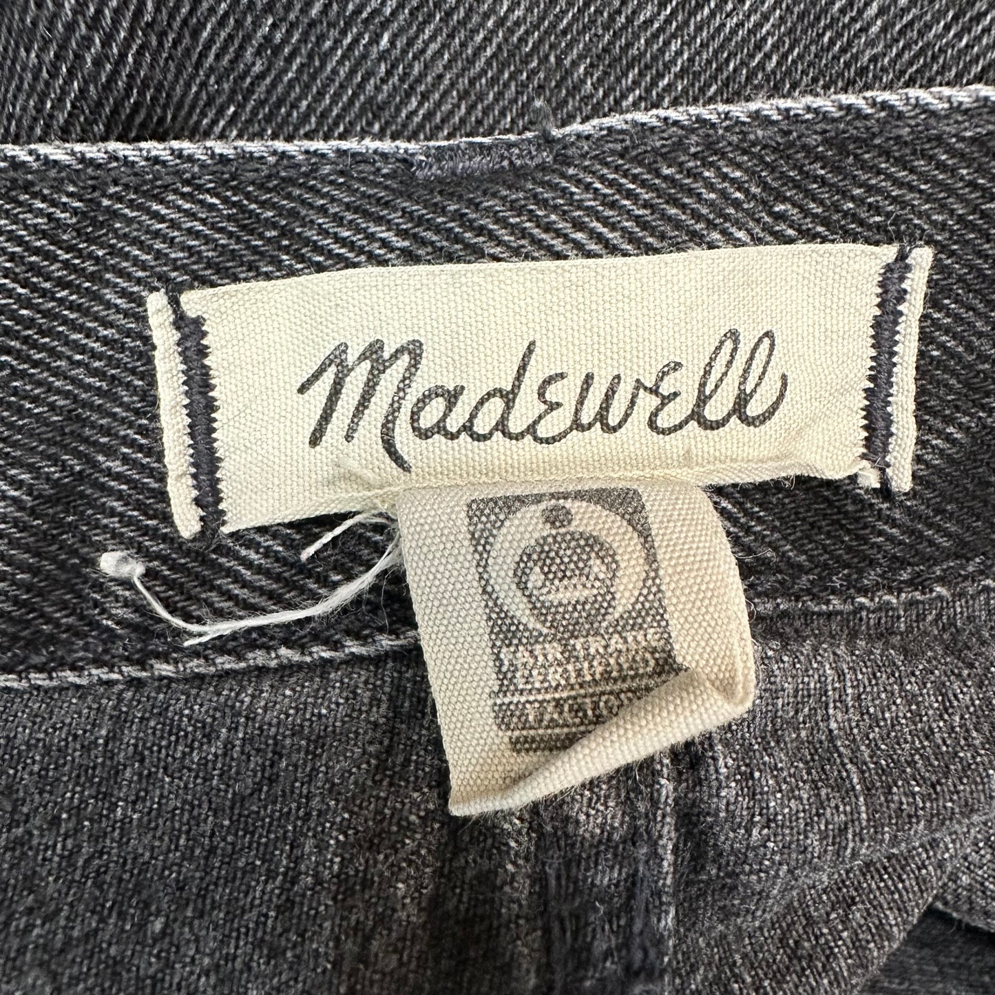 Madewell Baggy Straight Jeans Gray Black High Rise Cotton 26