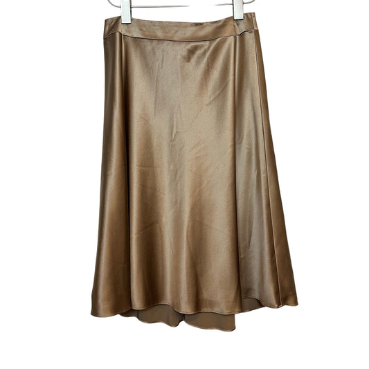 Vintage Talbots Pure Silk Skirt A Line Brown Beige Tan Circle 4 Petite