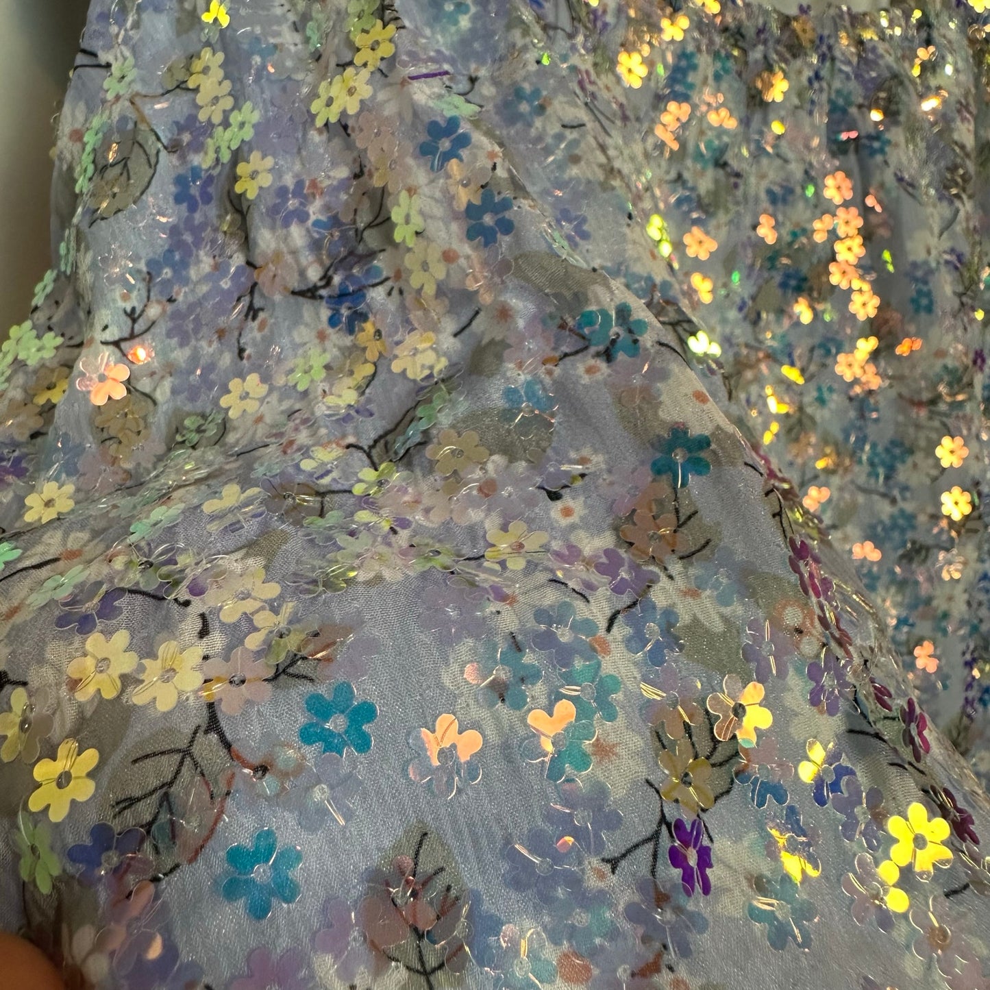 Queen of Sparkles Floral Sequin Feather Tank Purple Top Flower Glitter Medium