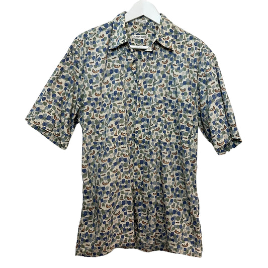 Vintage 90s Burma Bibas Patterned Shirt Short Sleeve Button Down Boating Print Medium