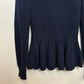 La Vie Rebecca Taylor Merino Peplum Sweater Pullover Navy Blue XS
