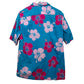 Vintage Resort Line Hawaii Shirt Floral Pink Blue Tropical Short Sleeve Button Up