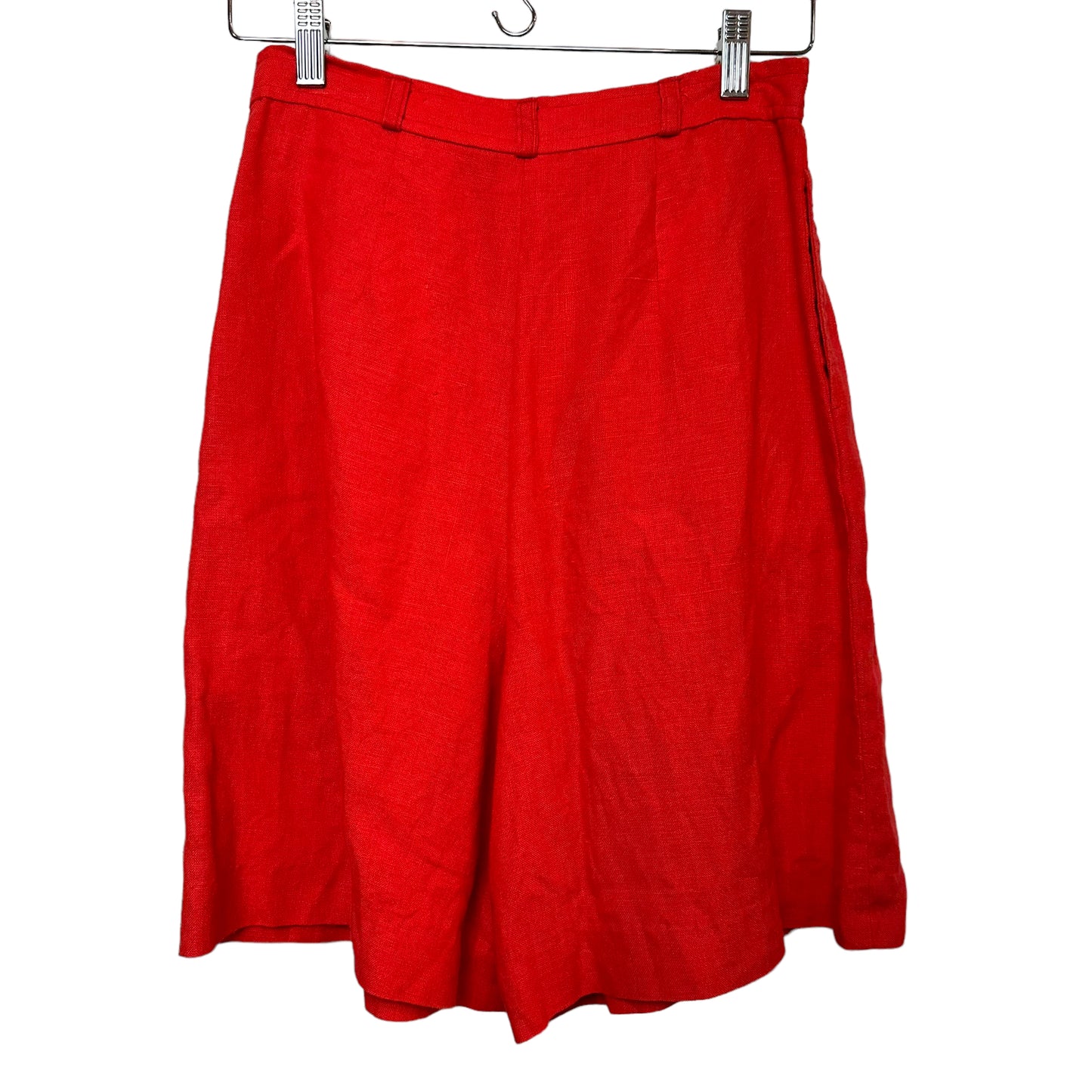 Vintage 90s Elliott Lauren Red Trouser Shorts Long Length Linen 10