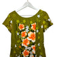 Vintage 60s Ui-Maikai Hawaiian Dress Maxi Hibiscus Green Orange Floral Small