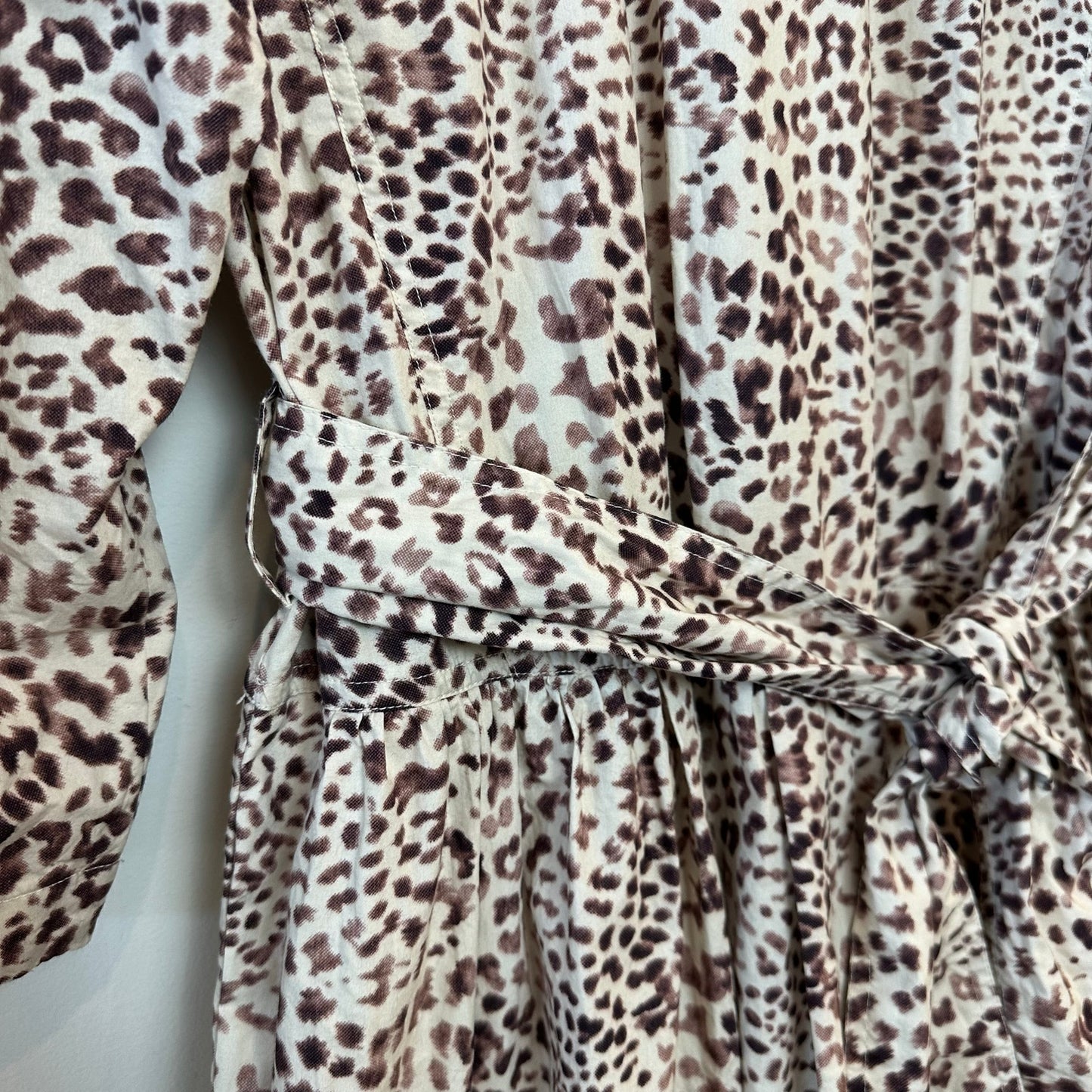 Sea New York Calla Belted Tunic Dress Mini Cheetah Leopard Long Sleeve Brown 4