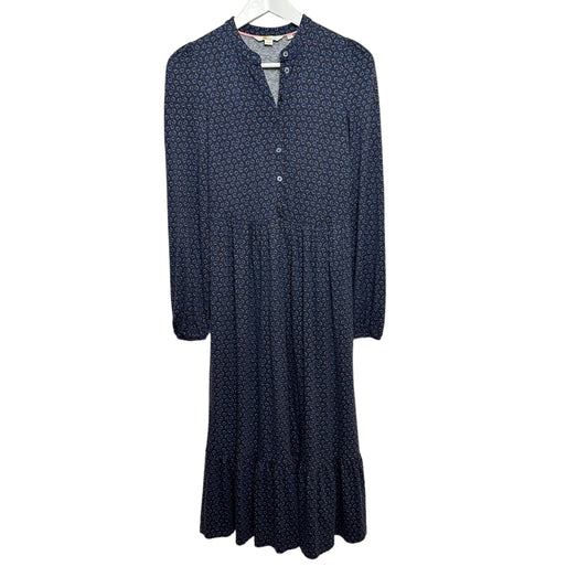 Boden Buttoned Jersey Floral Navy Midi Long Sleeve Dress 2