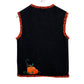 Halloween Pumpkin Sweater Vest Studio Treat Embroidered Black Orange Medium