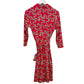 J. McLaughlin Lila Shirt Collar Wrap Dress Pink Brown Geometric Pattern Small