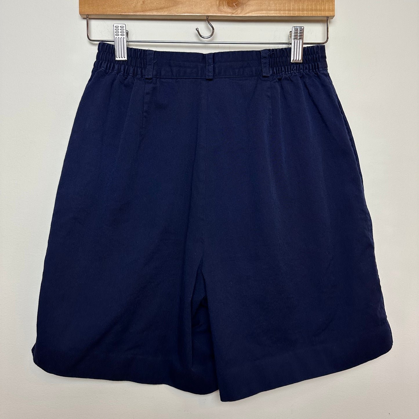 Vintage 90s Trouser Shorts Long Navy Blue Fundamental Things Cotton 10 Petite