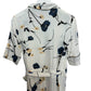 Ganni Dalton Crepe Wrap Dress Floral White Short Sleeve Midi Kimono 40