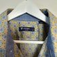 Cremieux Long Sleeve Button Up Collared Dress Shirt Retro Patterned Blue Green XL