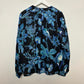 Banjanan Ella Shirt Woden Hedgerow Floral Bird Blouse Long Sleeve Blue Medium