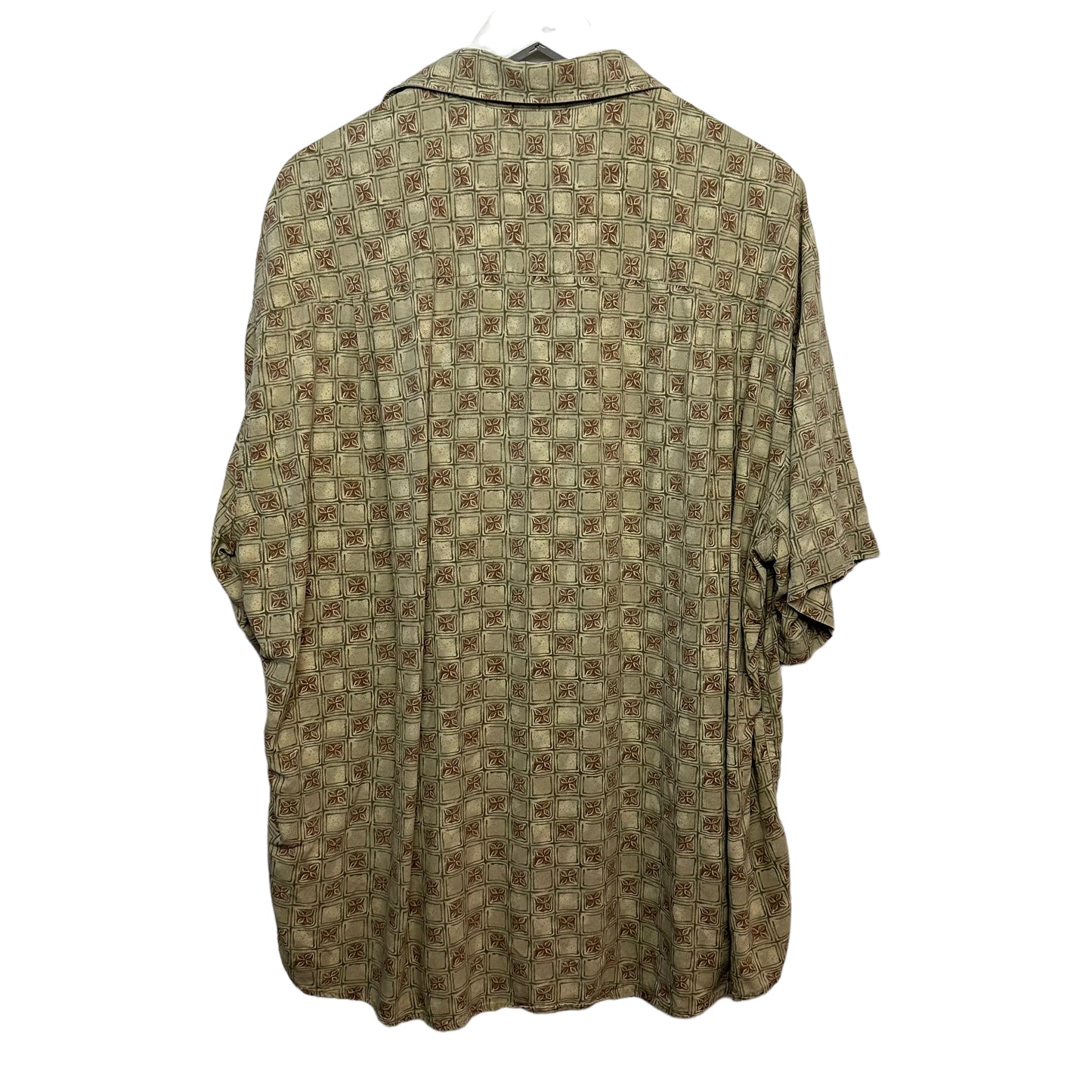 Vintage Liz Claiborne Geometric Patterned Short Sleeve Button Up Shirt Rayon XL