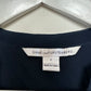 Diane Von Furstenberg Silk Blouse Navy Blue and white Floral Henley 2