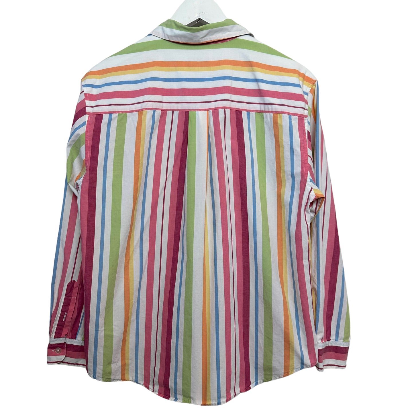 Vintage 90s Talbots Colorful Striped Button Up Collared Shirt Cotton Medium Petite