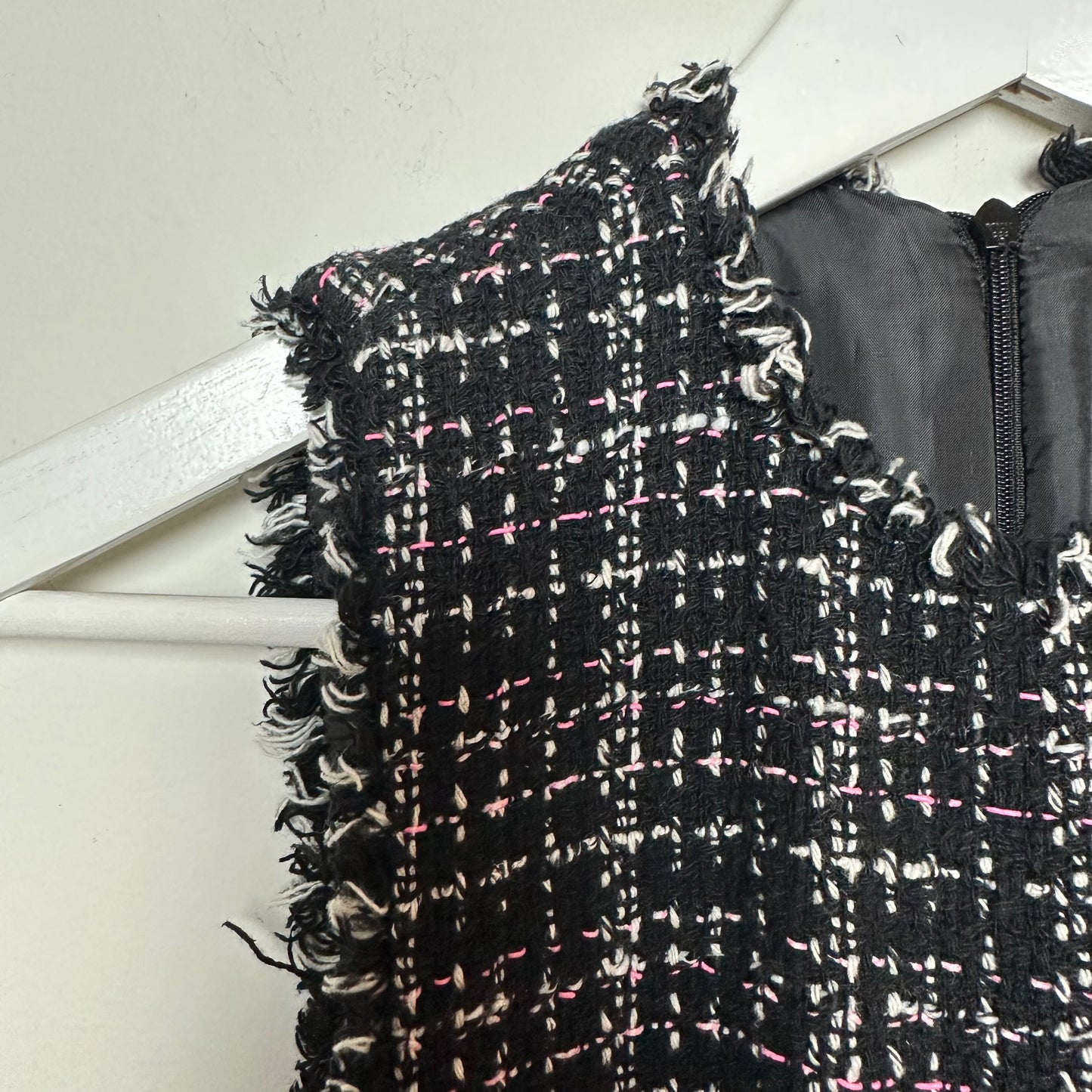 Zara Tweed Pinafore Jumpsuit Romper Black Pink XS