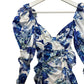 NWT For Love & Lemons Hyacinth Drawstring Mini Dress Blue White Floral XS