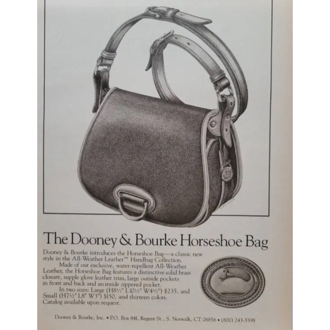 Vintage Dooney and Bourke Horseshoe Bag Crossbody Green All Weather Leather