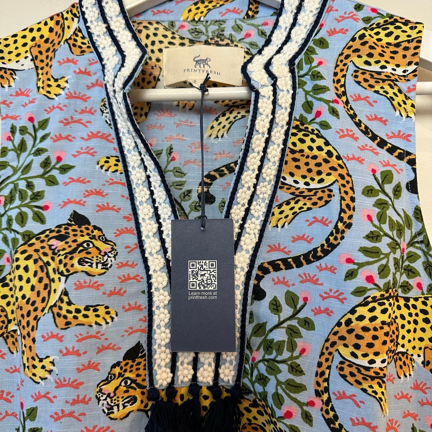 NWT Printfresh Dress Ocean View Shift Bagheera Cotton Linen Animal Small