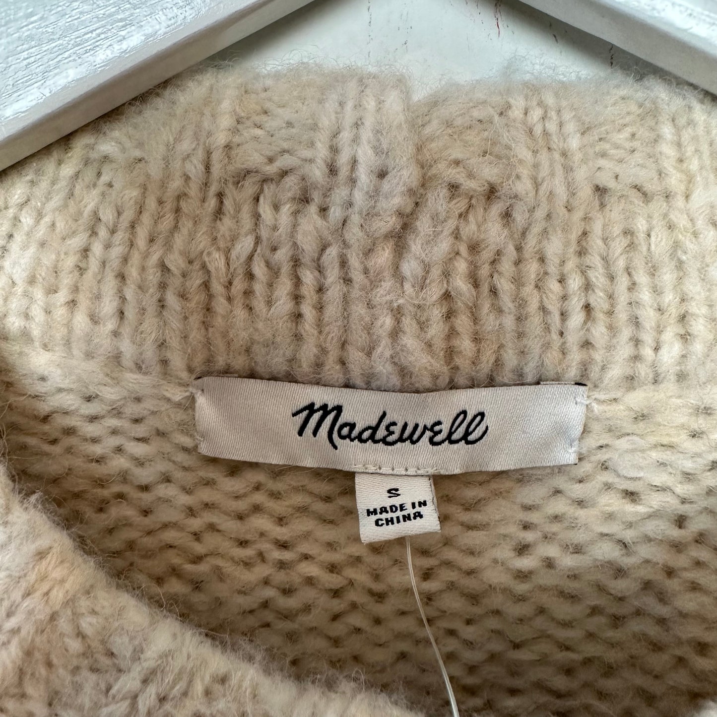 NWT Madewell Placed Bobble Mockneck Sweater Beige Pullover Small