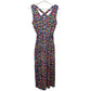 Vintage 80s 90s Erika Floral Midi Dress Cross Back Button Front Rayon Large