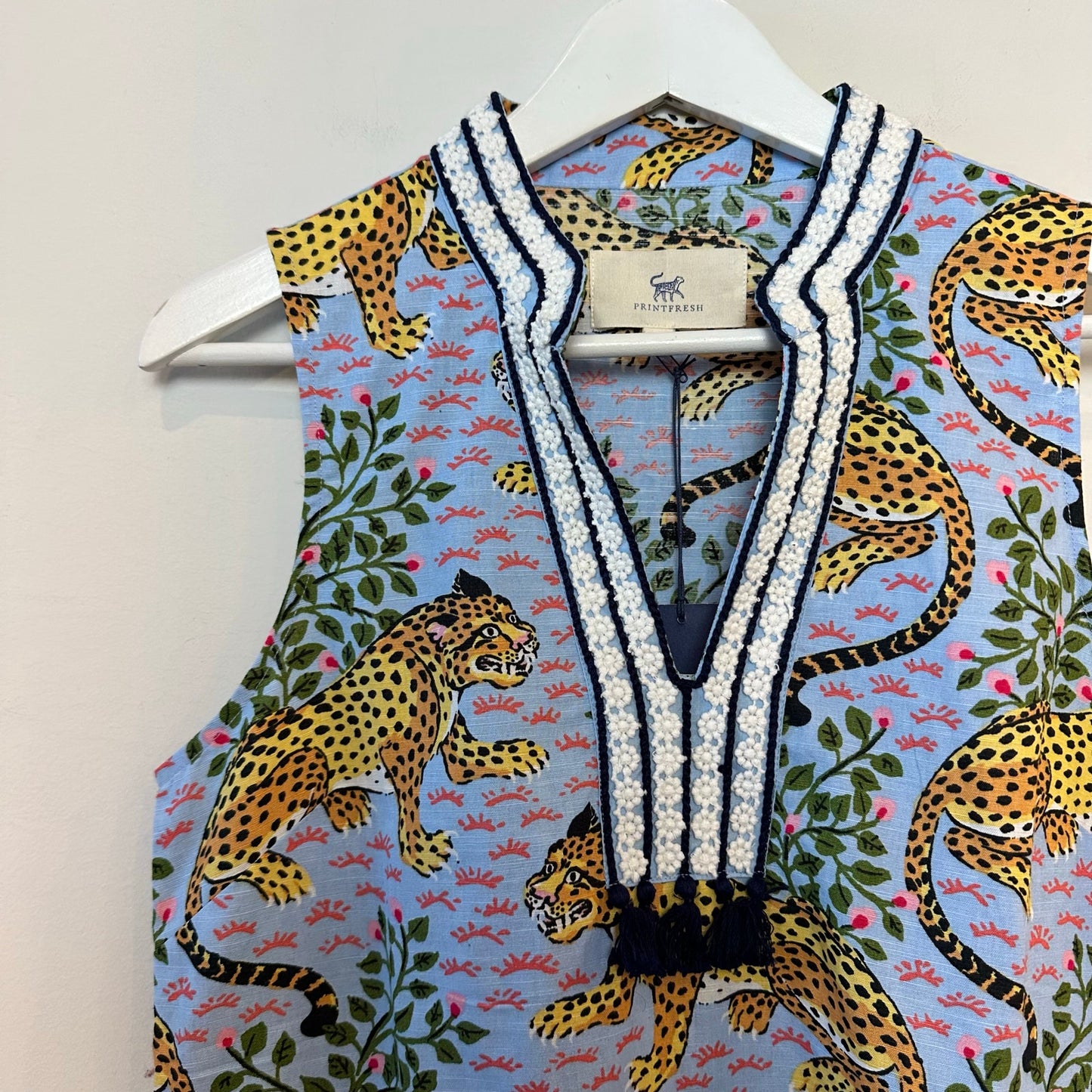 NWT Printfresh Dress Ocean View Shift Bagheera Cotton Linen Animal Small