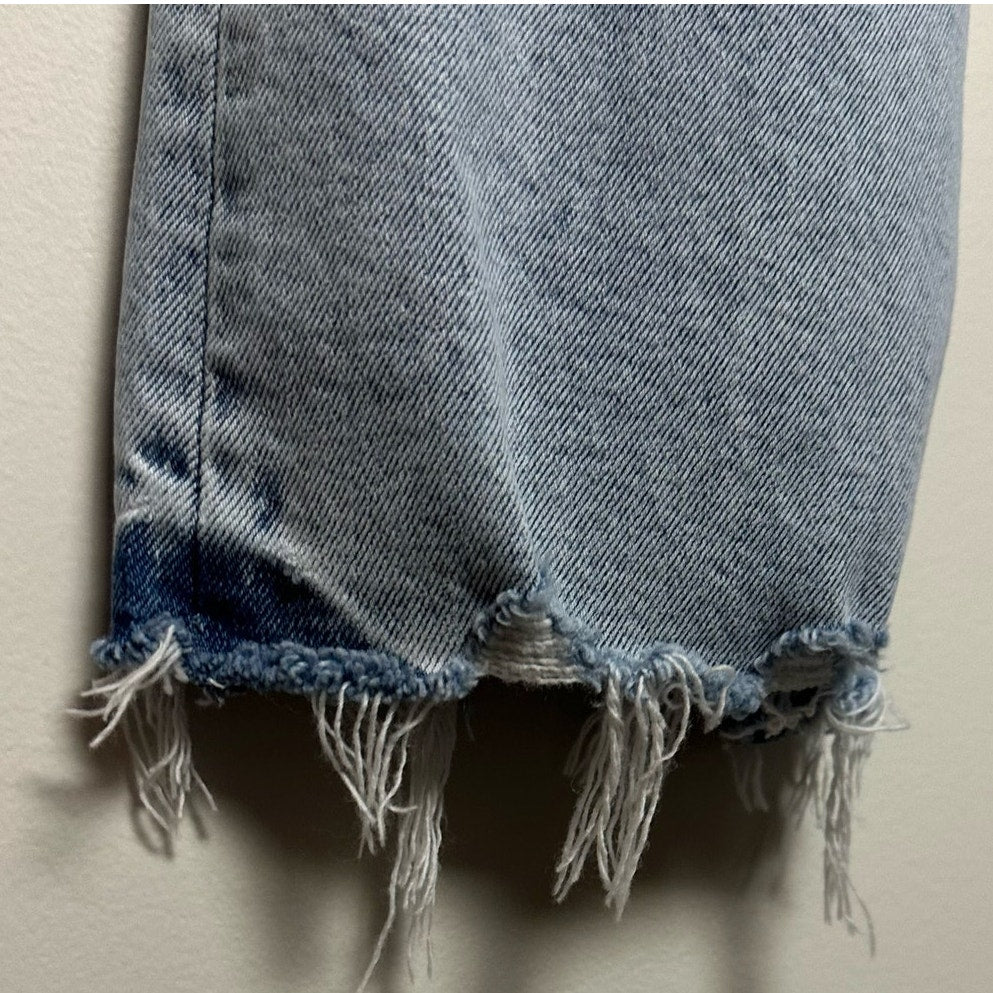 Pistola Lennon High Rise Boot Jean Raw Hem Light Wash Distressed Cropped 26