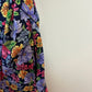 Vintage 80s 90s Erika Floral Midi Dress Cross Back Button Front Rayon Large