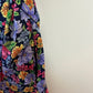 Vintage 80s 90s Erika Floral Midi Dress Cross Back Button Front Rayon Large