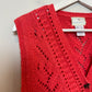 Vintage 90s Susan Bristol Sweater Vest Knit Crochet Coral Pink Medium