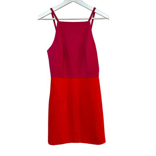 NWT French Connection Whisper Color Block Dress Pink Red Mini Square Neck 4
