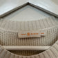 Tory Burch Logo Sweater Crewneck Cream Silver Long Sleeve Knit Medium