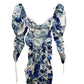 NWT For Love & Lemons Hyacinth Drawstring Mini Dress Blue White Floral XS